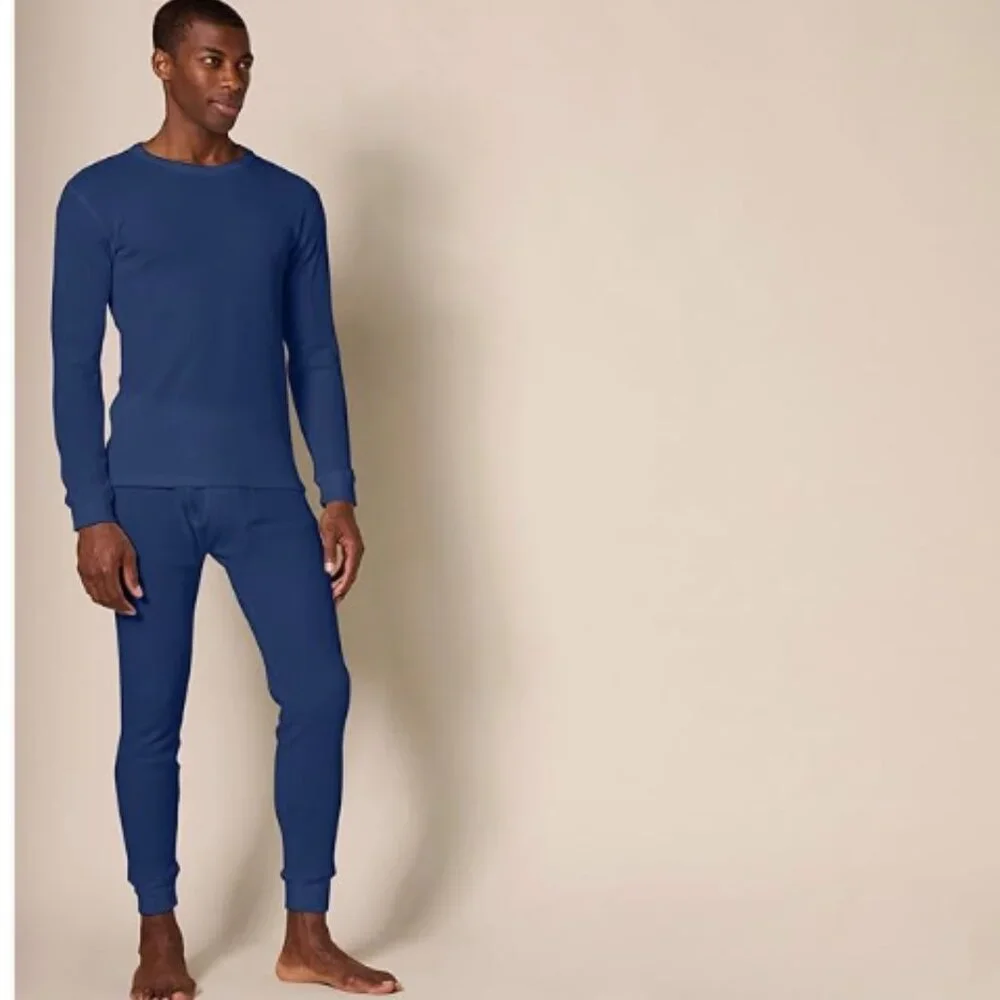 Amazon Essentials Thermal Long Johns Underwear Set for Men-Navy-M